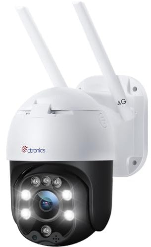 Ctronics 4G LTE Überwachungskamera Aussen mit SIM Karte, PTZ 360° IP Kamera Ohne WLAN Outdoor mit FarbNachtsicht, 30m Nachtsicht in Farb, PC/APP, FTP/NAS/Cloud, 2-Wege-Audio, IP66