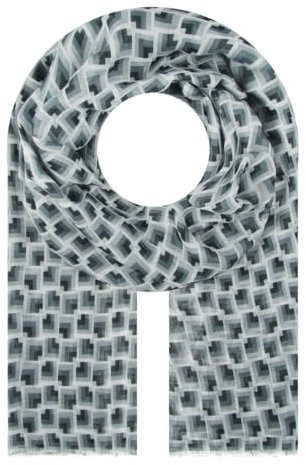 Majea Damen Halstuch Grau 8 (180cm x 90cm) Gemustert mit Fransenkante, Atmungsaktiv, Hochwertig, 100% Viskose, Maschinenwäsche