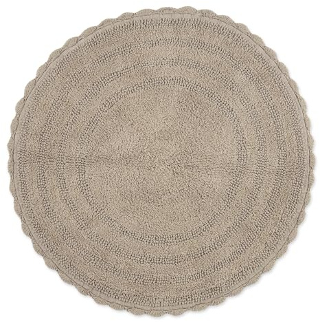 DII Crochet Collection Wende-Badematte, rund, 69,8 cm Durchmesser, Stein.