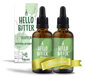 HelloBitter® - Bittertropfen Set 2x 50ml nach Hildegard von Bingen - Bitterkräuter/Bitterstoffe Tropfen vegan - hohe Bioverfügbarkeit, Laborgeprüft, hochdosiert, flüssig