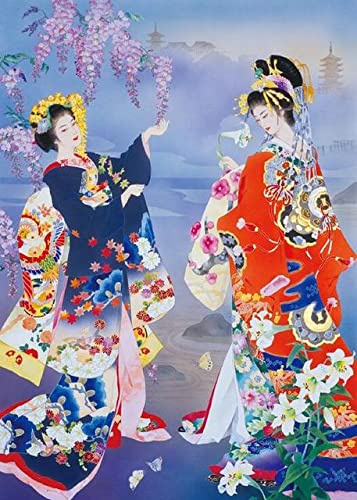 Diy Peinture À L'Huile Par Le Nombre De Kit Portrait De Geisha Japonaise Sans Cadre Diy Peinture À L Huile Décor De Noël Décorations Cadeaux 40X50Cm Sans Cadre