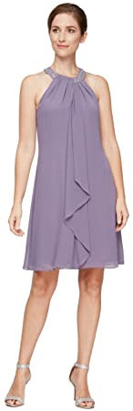S.L. Fashions Damen Etuikleid mit Schmuckhaltern (zierlich und normal) Kleid für besondere Anlässe, ICY Orchidee, 46 Petite