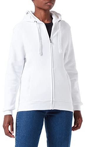 HRM Damen 807 Damen Premium Hooded Jacket I Fair Trade Frauen Kapuzenjacke 320 g m I Aus 70 Baumwolle 30 re, Weiß, L EU