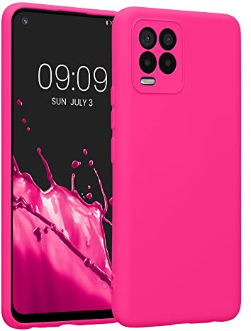 kwmobile Carcasa Compatible con Realme 8/8 Pro Funda - Bordes elevados anticaídas - Case de TPU y Silicona con Interior de Microfibra - Rosa neón