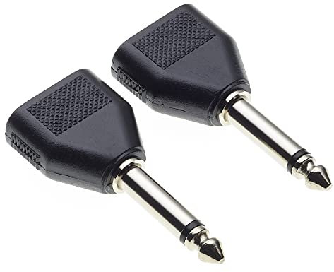 Adaptador de 6,35 a 2X 3,5, Paquete de 2 - Enchufe Macho de 1/4 a Dos enchufes Hembra de 1/8, Conector Mono a Mono, Adaptador de Enchufe, Divisor en Y