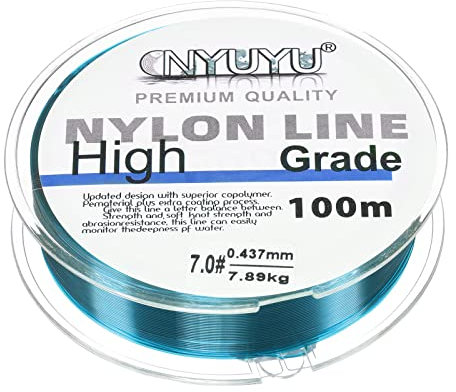PATIKIL 109Yard/328FT Angelschnur 17Lb Monofilament Fluorkarbon Beschichtet See Blau