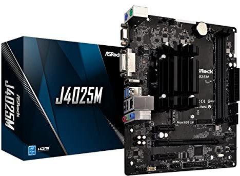 ASRock J4025M, Integrated Intel Dual-Core J4025, Micro ATX, 2 DDR4, VGA, DVI, HDMI