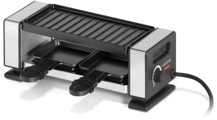 Rotel Raclette-Grill 2 Personen mit Pfännchen und Spatel, Raclette-Maschine, Raclette-Gerät, Raclette-Grill, Party-Rakel, Aluguss, Edelstahl, Kunststoff, 29,3 x 10,5 x 10,1 cm, 1124250