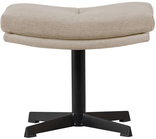 WOOOD Stach Fußhocker aus Gewebter Chenille - Sand Hocker Chenille Stoff Sessel Sitzhocker Belastbar bis 100 kg - 43x52x39 cm