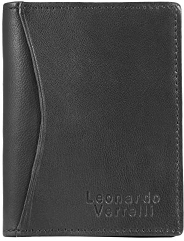 LEONARDO VERRELLI Unisex-Kartenetui Leder 9,8x7,5x1,0 cm 3020034 (schwarz)