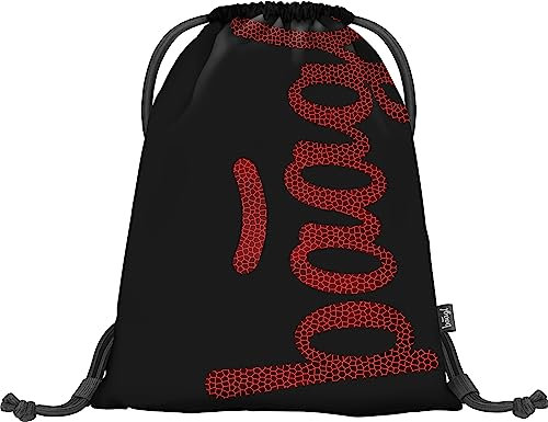 Baagl Turnbeutel für Jungen Mädchen - Sportbeutel für Kinder, Teenager - Schule und Sport Schuhbeutel, Sportsack mit Reflektiven Elementen (Skate Red)