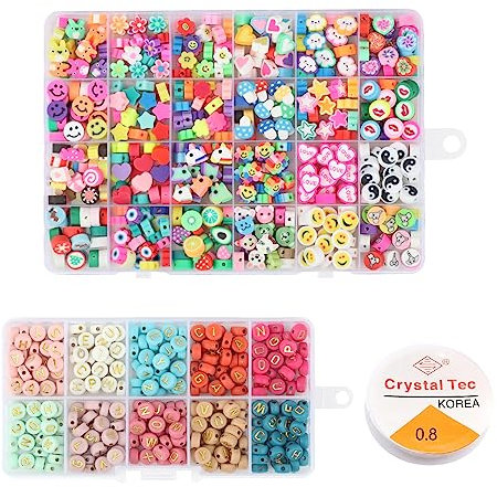 Geschenke für Mädchen 540PCS Perlen zum auffädeln Kinder DIY Schmuck Armbänder Selber Machen Perlen von Buchstaben und 24 Mustern DIY Freundschaftsarmbänder Halsketten für Mädchen Kinder