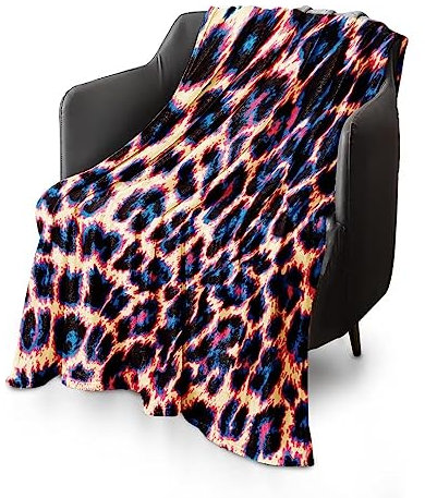 UOOYAA Kuscheldecke Flauschig Leoparden Decke mit Leopardenmuster, Flanelldecke Fleecedecke Leopard Muster Weich Sofadecke Wohndecke Couchdecke für Home Couch Bett Sofa Decor