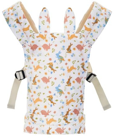 Lictin Porte Bébé Poupée 100% Coton - Accessoires Poupée pour Filles, Ajustable et Confortable, Porte Poupon Enfant Ergonomique, Accessoires Pour Poupées (Lapin Blanc)
