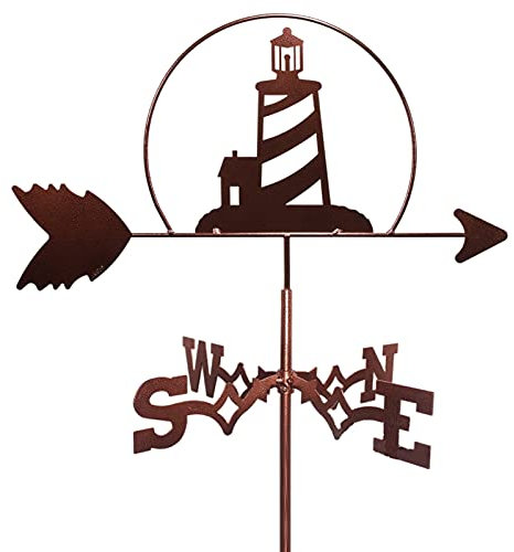 Girouette en métal Phare girouette en Acier Inoxydable indicateur de Direction du Vent pour l'extérieur Fer girouette Outil de Mesure Toit Jardin extérieur Cour décoration