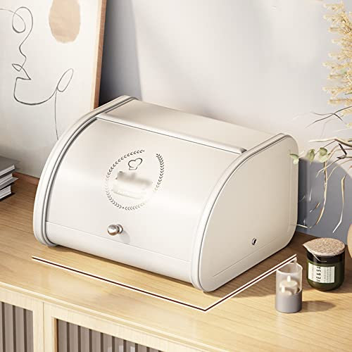 VLANIS Brotkasten,Brotkasten aus lebensmittelgeprüftem Edelstahl Brotbox mit Rolldeckel Aufbewahrungsbox für Brot Brötchen Kekse,2