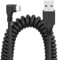 YACSEJAO Coiled Micro USB Cable, USB 2.0 to Micro USB 90 Degree Sync Charging and Data Transfer Spring Coiled Cord for Smartphone Tablet Wall and Car Charger (Straight to Right)