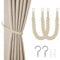 HOTUT Vorhang Raffhalter, 2 Stück Curtain Rope Buckle, Handgestrickte Vorhang-Raffhalter, Vorhangbinder, Gardinen Raffhalter für Haus Office, Wohnzimmer, Schlafzimmer-Beige