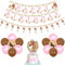 Jollyboom Kindergeburtstag Deko Pferde Mädchen, Pferd Geburtstag Deko, Pferd Happy Birthday Banner Rosa Floral Wimpelkette Geburtstag, Pferde Luftballons Cake Topper für Pferderennen Geburtstag Party