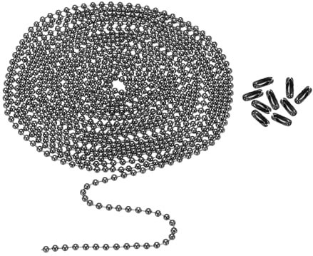 PATIKIL 120 Inch Ball Chain, 2.4mm Ball Chain Bead with 18 Pcs Matching Connector Clasp for Necklace Hanging, Tag Rings, DIY Crafts, Black