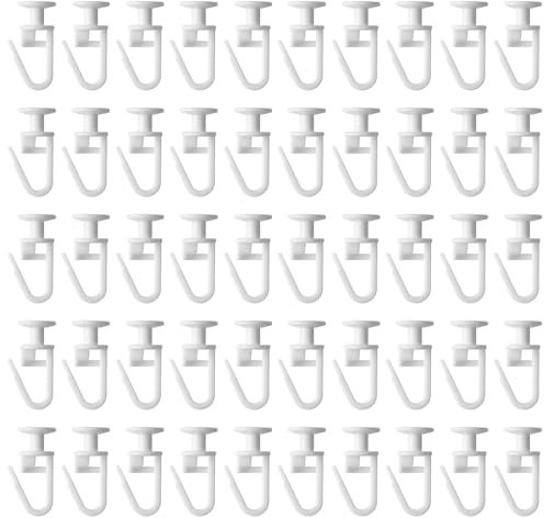 Ganchos de plástico blanco para cortina, 50 deslizadores de riel para caravana, techo y cortinas de ducha