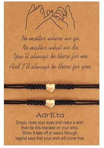AdrEta 2Pcs Friendship Bracelets for Men and Women Best Friend Handmade String Rope Adjustable Matching Jewelry Friendship Forever Gift Silver Gold (GOLD)
