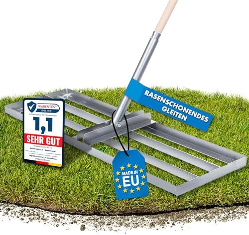 Schwanfeld® [100x30cm] Rasenrakel [LANGLEBIG & ROBUST] - inkl. 1,4m Stiel aus Metall - Rasenrechen aus hochwertigem legiertem Stahl - Rasen Rakel für die perfekte Rasenpflege - Lawn Leveling rake
