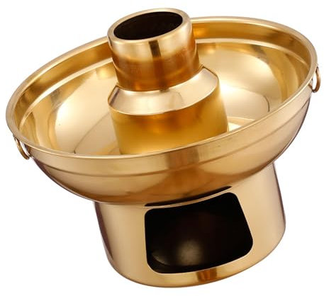 22 cm Großer Fondue-Brunnen aus Edelstahl, Dessert-Serviertopf mit Trockeneis-Einsatz, für Obst, Milchtee, Getränke und Fondue-Set, Schokoladen-Fondue-Topf