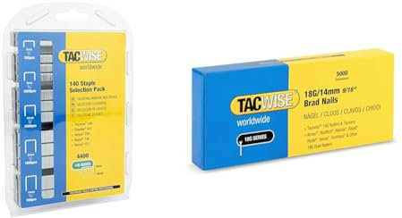 Tacwise 0350 Selection Pack of Type 140/6-14mm Heavy Duty Galvanised Staples, Pack of 4400, Silver & 1724 Type 18G / 14 mm Galvanised Brad Nails, Pack of 5000, Silver