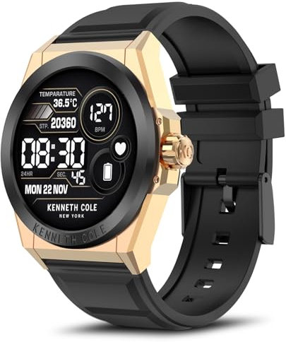 Bebinca Smartwatch Herren, 1,32'' HD-Bildschirm, IP68 Wasserdicht Fitnessuhr mit Herzfrequenzmonitor Schlafmonitor Schrittzähler für iOS Android(Schwarz-Gold)