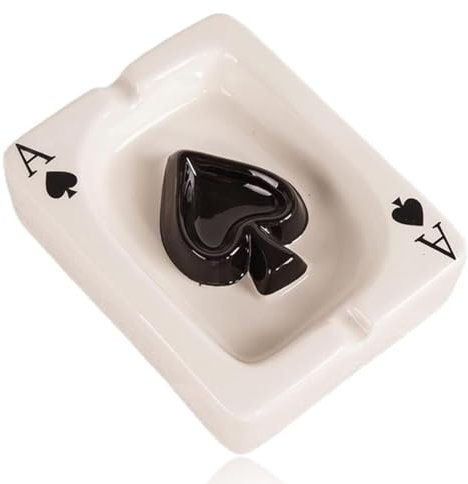 Aschenbecher, Lustiger Aschenbecher aus Keramik, Poker Zigaretten Creative Aschenbecher Handwerk Dekoration, für Bar, Bar, Pub, Restaurant, Zuhause, Büro, Rauchzubehör, Geschenk, Neuheit, Weiß