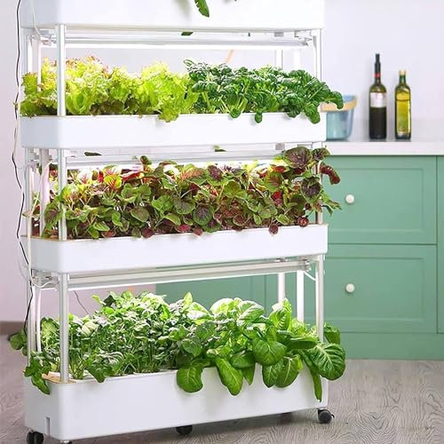 Hydroponics Tower, 90/120 Holes Aquaponics Grow System, PVC Vegetables Aeroponics Grow Kit With LED Grow Light, Indoor Smart Garden For Herbs Fruits and Vegetables,90holes