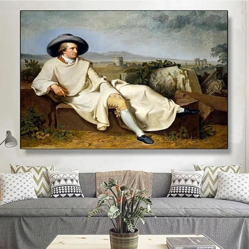 ytonghao Berühmtes Gemälde Goethe in der römischen Campagna, Leinwanddrucke, Wandkunst, Vintage-Dekoration, Bild für Innen- und Raumdekoration, 40 x 55 cm, rahmenlos