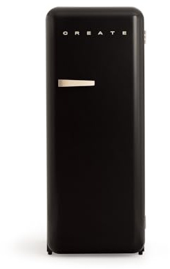 CREATE / RETRO FRIDGE 150 SAND/Kühlschrank mit Gefrierfach 281L in Schwarz, Griff Sand / 102W, niedriger Energieverbrauch, 150cm, 3 Ablagen, Temperaturregelung,60x60x150cm