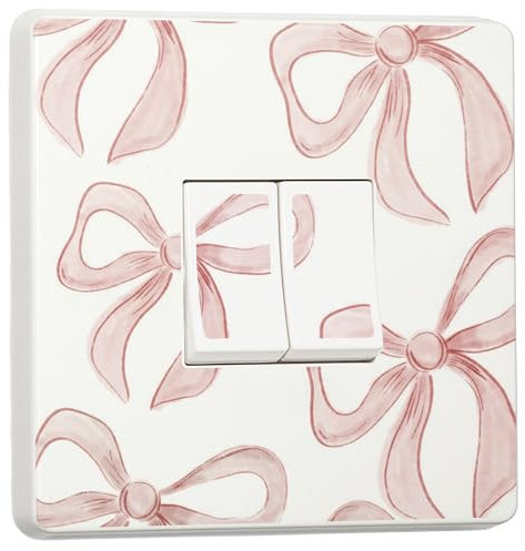 stika.co Paquete de 2 adhesivos de vinilo para interruptor de luz doble con estampado de lazo rosa