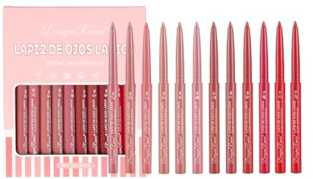Juego de 12 Delineadores de Labios Mate, Duradero y Resistente al Agua,Ricos y Pigmentados, Textura Suave, Delineadores de Labios de Colores