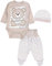 TupTam Baby Mädchen Jungen Bekleidungsset Langarmbody Hose Mütze mit Aufdruck Spruch 3 teilig, Farbe: Teddybär Beige, Größe: 56