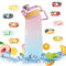 Air Water Bottle with Flavour Pods, 700ml Starter Up Set BPA Free Drinking Bottles with 10 Random Flavour Pods Scented 0 Sugar Calorie, Water Cup with Straw for Gym School Outdoor (Pink & Blue)