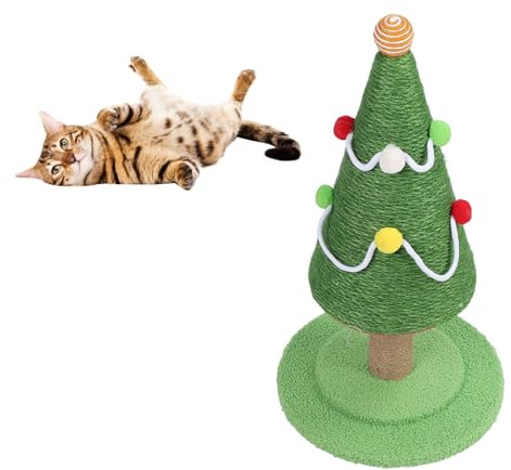 LICAEVEY Cat Scratching Post, 18.5/25.6in Tall Christmas Trees Cat Scratcher Post, Sisal Material, Protect Furniture and Stable Structure, Cat Scratcher Scratching Post for (Medium: 30 X
