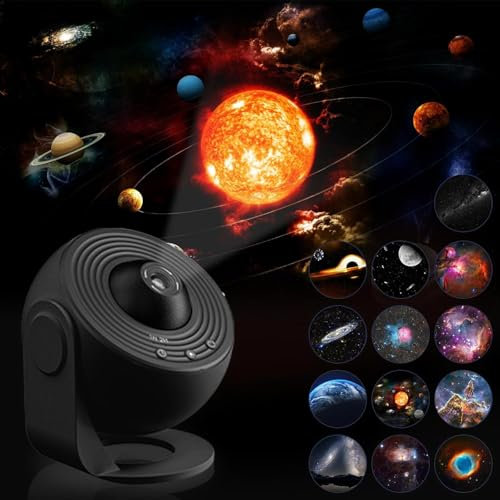 Astro Dreamer 13 In 1 Planetarium Galaxy Star Projector Night Light - Rotating Nebula Projector Projector Lamp Timed Starlight - Black