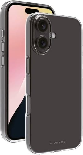 VIVANCO SUPER Slim Backcover Apple iPhone 16 Transparent Induktives Laden, Sanddicht, Spritzwasserfe