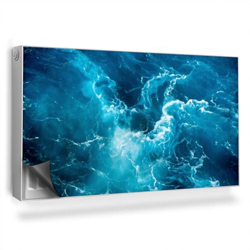 Magnetic Radiator Cover 110x60 cm (43,3x23,6 inch) Easy Installation Built-in Magnet Heat-Resistant Dust and Damage Protection Decoration Panel - Foamed ocean wave, celadon, navy blue