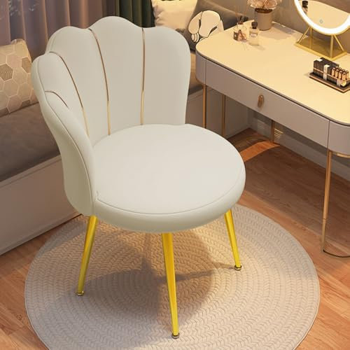 reukmuuc Chaise de maquillage, dossier avec pieds en métal doré, chaise de coiffeuse moderne pour salon de beauté, chambre à coucher, bureau, salle à manger, confortable avec assemblage facile pour