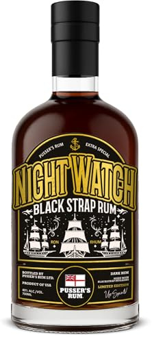 Pusser’s Limited Edition Night Watch Blackstrap Rum 70cl 40% ABV | A Deep, Dark Rum Crafted for Bold Cocktails with Intense Sweetness and Smoky Depth