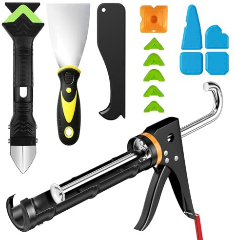 Ravytha Kartuschenpresse Set, Silikonspritze Profi, Silikonpistole Profi, Kartuschenpistole, Silikonpresse, Silikon Kartusche, Silikonkartuschen Pistole, für Badezimmer, Küche, Boden, Fenster