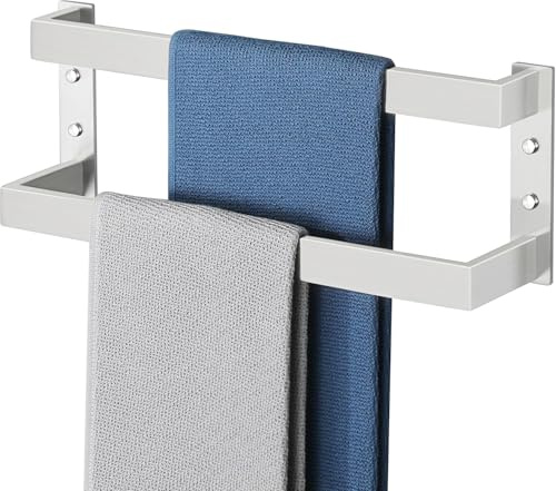 Mooche Handtuchhalter, Double-Layer Handtuchstangen, Gebürstet, 40CM | 304 Edelstahl Wandhalterung Handtuch Halterung für Bad und Küche, Rostfrei und Langlebig