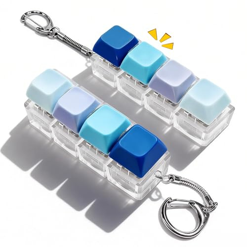 Quelcc 2 Piezas Teclado Fidget Toys, Teclado Fidget Clicker, TecladoFidget Llavero, Juguete Antiestres de 4 Colores, Llavero Antiestrés, para Aliviar el Estrés Pass Tiempo
