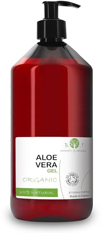 B.O.T Cosmetic & Wellness - 100% Bio Aloe Vera Gel | Feuchtigkeitsspendend & Hautregenerierend | After Sun & After Shave | Organisch, Tierversuchsfrei, 1L (Verpakung kann verieren)