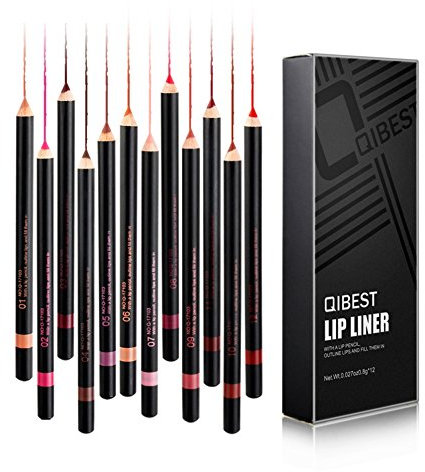 Allbesta 12 Farben Matte Lip Liner Set Retro Rot und Rosa Lippenkonturenstift mit Deckel Wasserfest Langlebig