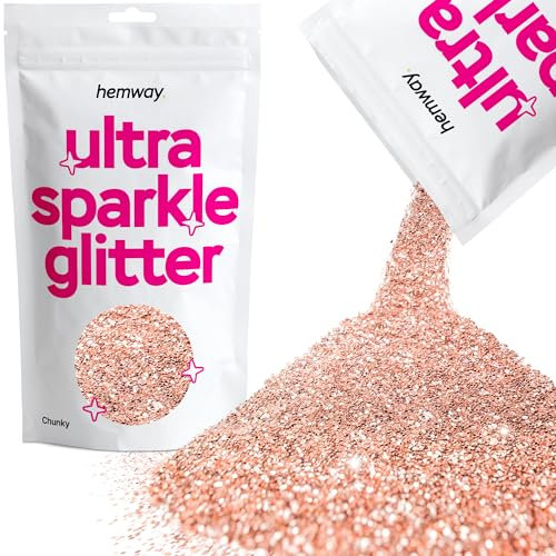 Hemway Ultra Sparkle Glitter - Rose Gold | Chunky Metallic Flakes for Resin & Epoxy Crafts | Supplies for Tumblers, Festival, Hair, Face, Body, Eye & Nail Art Decoration | 100 g